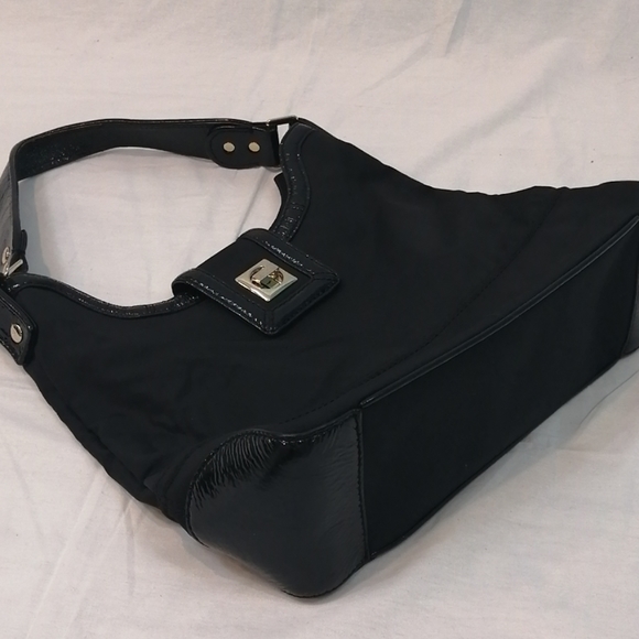 Kate Spade NY Black Nylon Hobo Shoulder Bag Patent… - Picture 4 of 13